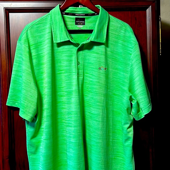 Greg Norman Shark Golf Polo Tasso Elba Wonderfully Cool Acid Green Sportswear! - Picture 1 of 6
